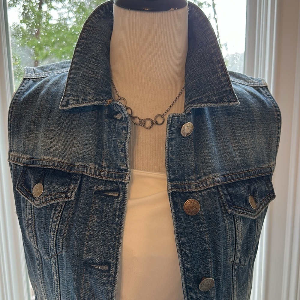 J Crew Indigo Denim Vest, 100% Cotton, Small, NWOT - Picture 2 of 7